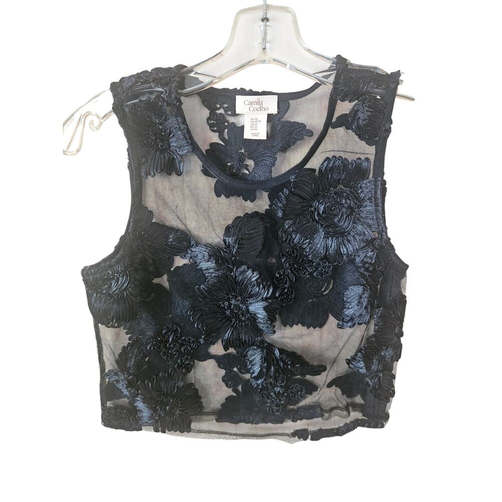 Camila Coelho Gothic Romance Sheer Floral Top XS